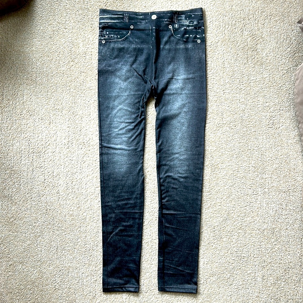 Blue jean screened leggings. FAST SHIPPING